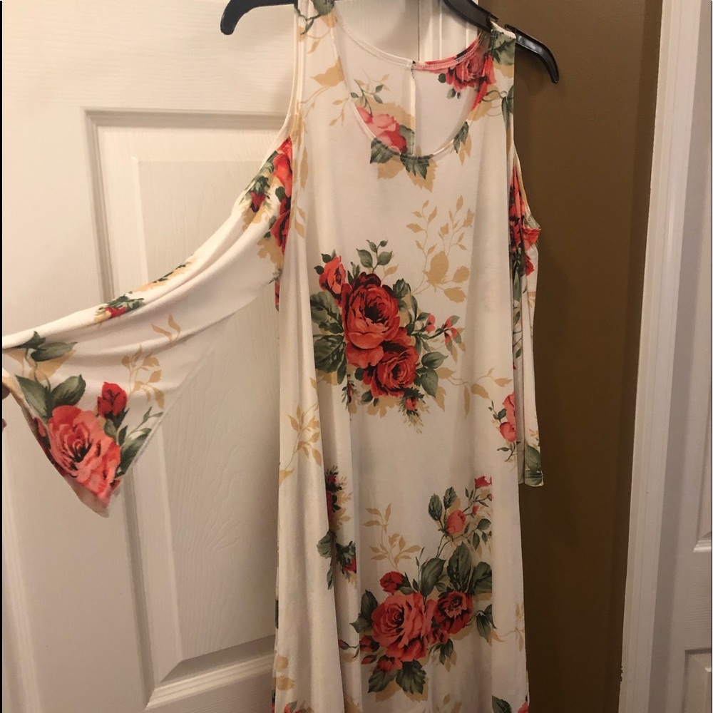 Cold shoulder floral dress